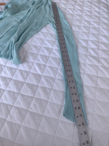 Vtg Banana Republic Y2k 100% Silk Ribbed Cardigan 90s Baby Blue Retro Fairy - Picture 9 of 10