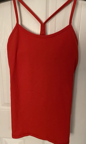 Camiseta sin mangas Lululemon roja espalda cruzada con sujetador incorporado talla 6 - Imagen 1 de 5