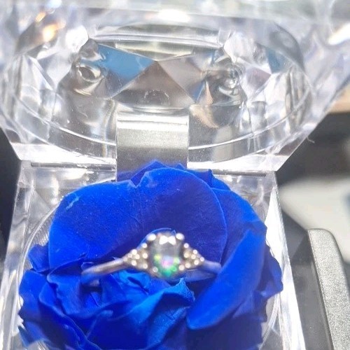 Anello Topazio Mistico Argento Sterling 925 Anello Topazio Ovale Mistico - Foto 4 di 8