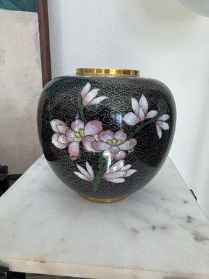 Exquisite Chinese Cloisonné Ginger Jar Cherry Blossom