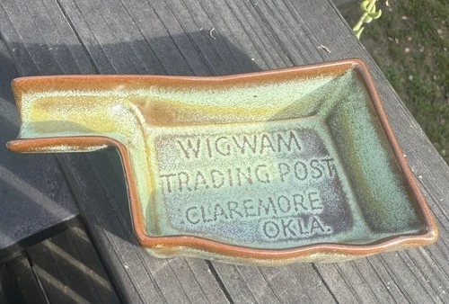 Vintage Frankoma “WIGWAM TRADING POST CLAREMORE OAKL.” Cigar Ashtray