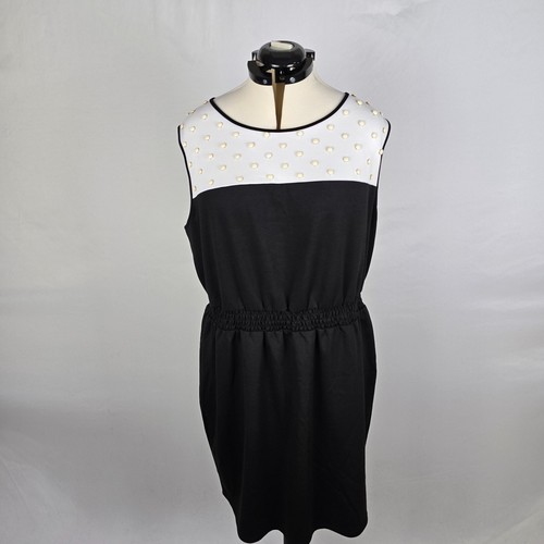 Lane Bryant Kleid Damen 18/20 schwarz weiß creme Perlen ärmellos Knie neu mit Etikett - Bild 18 von 18