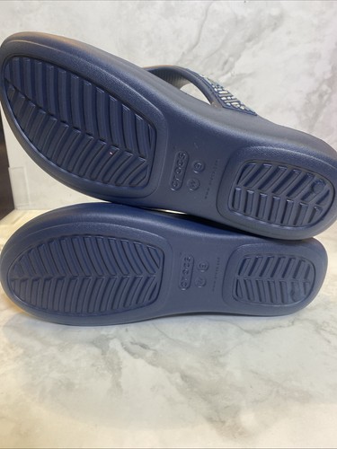 NEU Crocs Damen-Keilsandalen 9 blau Monterey Diamanten Flip-Flop EBC25 - Bild 5 von 6