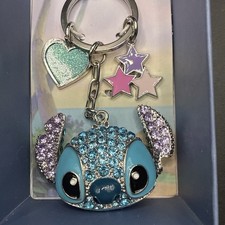 Disney Stitch STITCH Bag Charm Key Chain Blue Rhinestones NIB