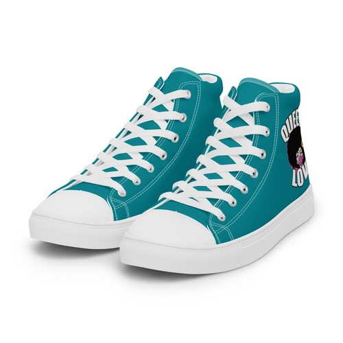 Women’s high top canvas shoes Queen Love Afro Girl Diva Style Green Footwear - Picture 10 of 18