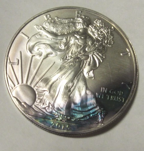 2015 SILVER AMER EAGLE- 1 oz .999 Fine Silver - Natural Toning -GEM BU condition