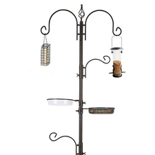 Bird Feeder Pole Hanging Feeding Station Kit Metal Suet Outdoor Garden Feeders