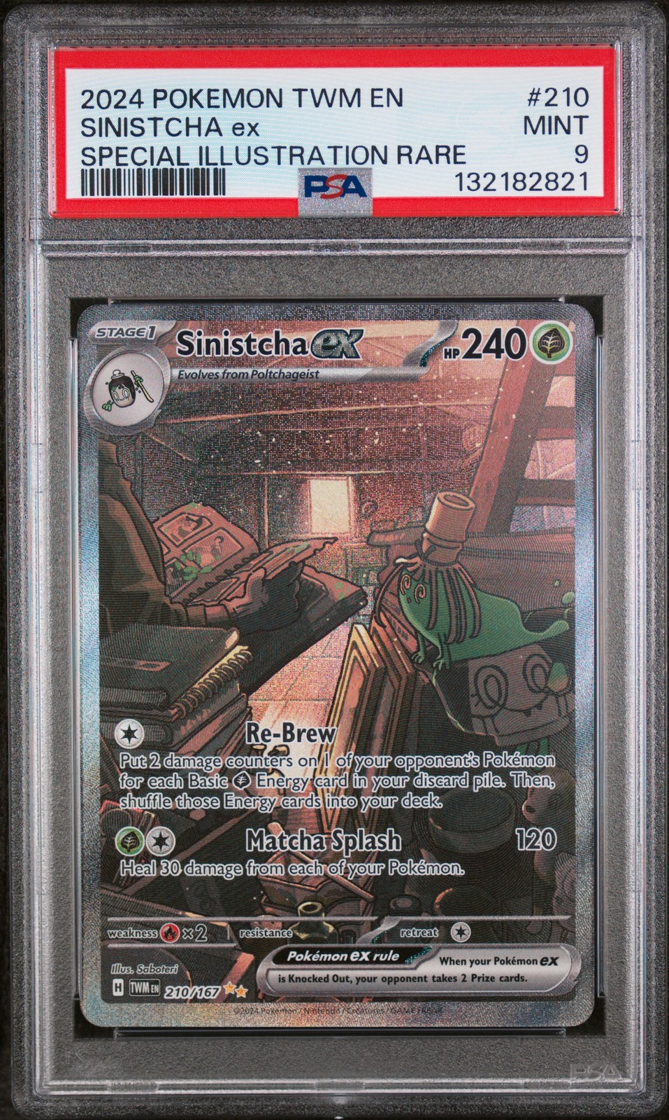 2024 POKEMON TWM EN-TWILIGHT MASQUERADE #210 SINISTCHA EX PSA 9