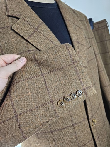 House of Bruar Men's Wool Suit UK 44R Brown Check Country Tweed - Trousers 40L - Picture 5 of 24