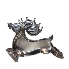 LENOX ALUMINUM CHRISTMAS REINDEER DEER  DISH TRAY Nice