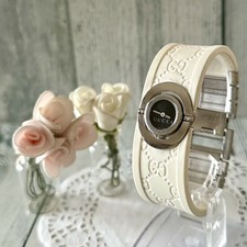 Gucci Twirl Analog Quartz Women Rare Toire Watch 112 White Rubber Vintage 253119