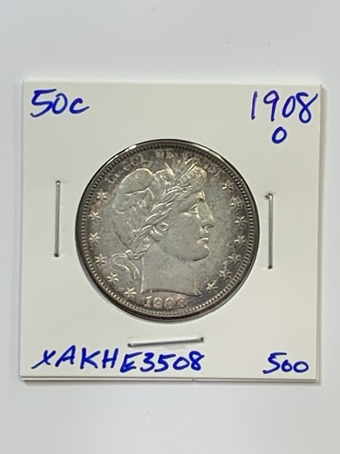 1908-O 50c Barber Half Dollar ** XAKHE3508 ** Beautiful Color! - Picture 7 of 7