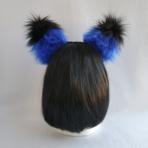 Königsblaue FUCHSOHREN pelziges STIRNBAND Foxy Anime Michiru Cosplay Ame Kitsune Rave - Bild 3 von 5