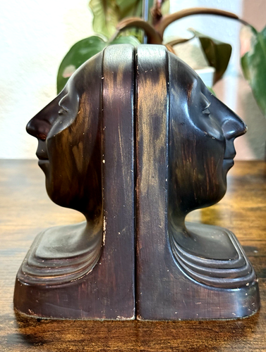 Art Deco Stylized Womans Face - Bronzed Chalkware - Incredible Profile Form 1963 - Picture 8 of 15
