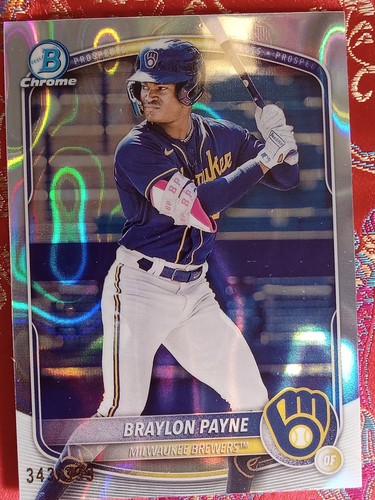 Braylon Payne 2025 Bowman Baseball bcp-148 /399 Milwaukee Brewers LAVA Refractor