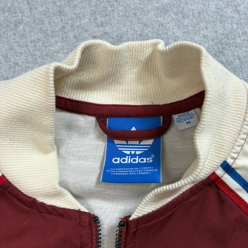 Adidas Track Jacket Men M Red Firebird Logo Cream Sleeve Athletic Athleisure Gym - Picture 3 of 9