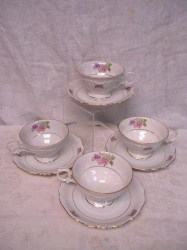 Set OF 4 Vtg Schumann Arzberg GERMANY Lilac Time COFFEE / TEA CUP & SAUCER - Picture 2 of 9