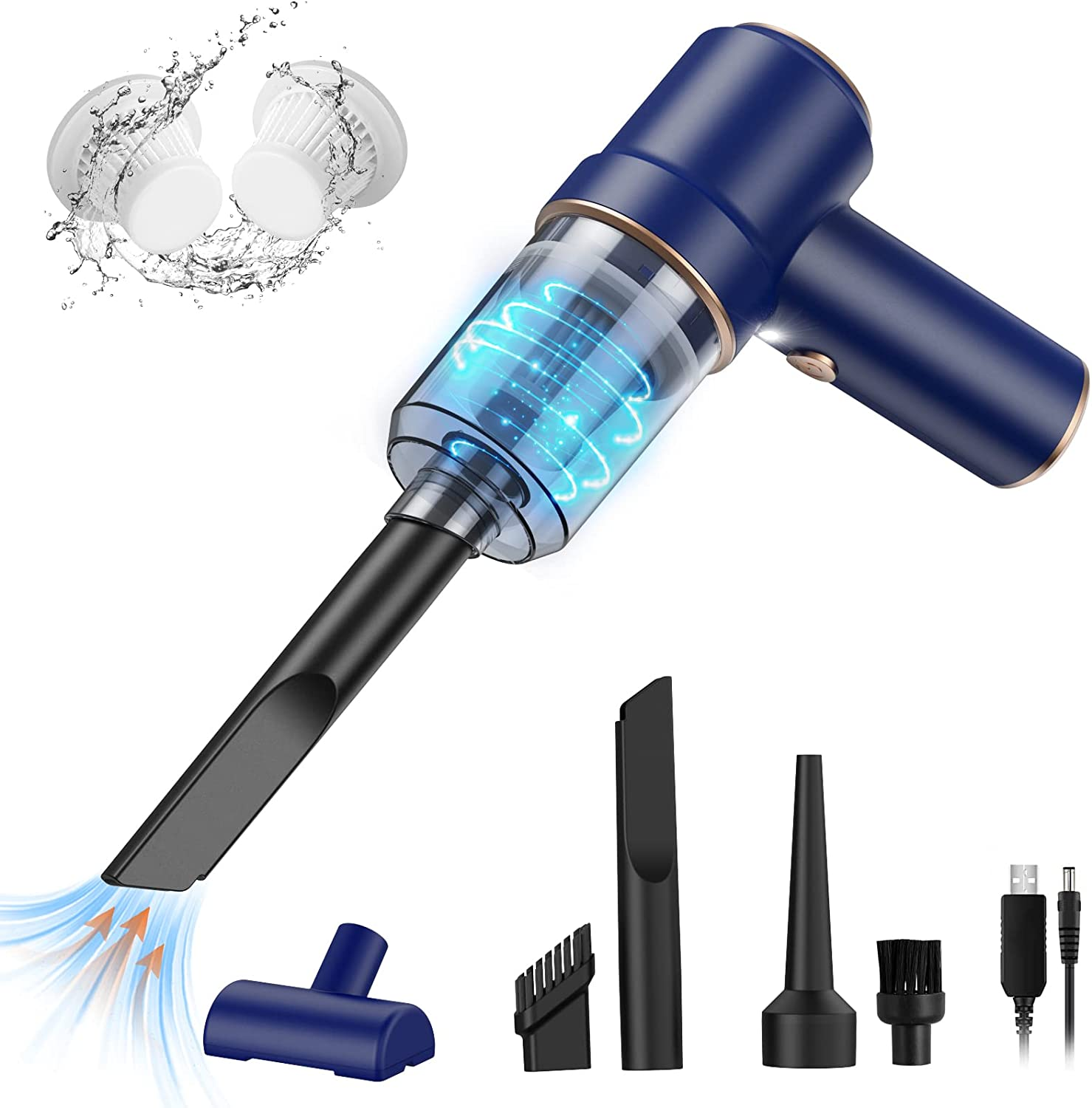 Handheld Vacuum Cordless, Car Vacuum Cleaner, USB Rechargeable Portable Mini Vac-image