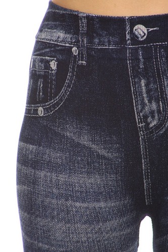 Damas Moda Cintura Alta Floral Leggings M Azul Denim Ajustado Pierna Elastizada - Imagen 25 de 34