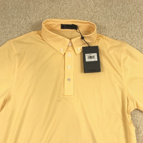 G/Fore Golf Polo Shirt Mens Medium Striped New Fly Yellow