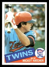 1985 Topps #18 Mickey Hatcher Card Minnesota Twins