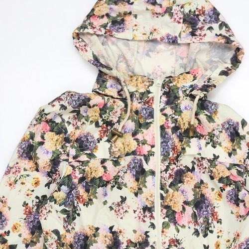 Brave Soul Womens Ivory Rain Coat Size 12 Hooded - Picture 6 of 10