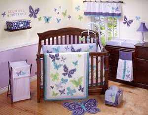 Beautiful Erfly 9 Pc Crib Bedding Set Lavender Nojo Image Is Loading Beautiful Erfly 9 Pc Crib Bedding Set Lavender