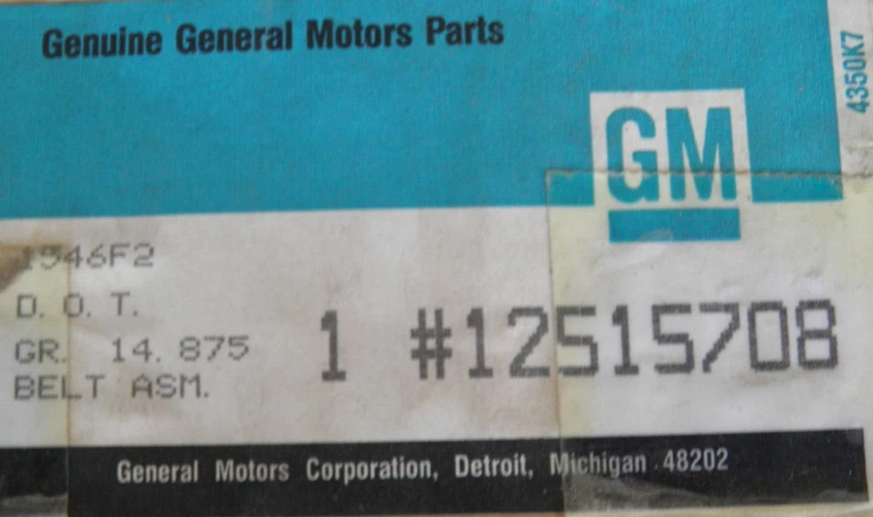 12515708 CINTURÓN DE SEGURIDAD retractor lado conductor gris Chevrolet Córcega 1988-90 4 puertas Foto 3 de 4