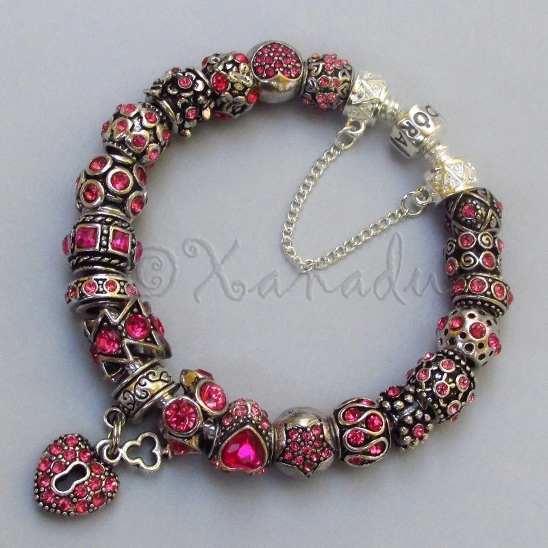Pulsera Pandora de Plata de Ley Genuina con Piedras Natales de Octubre Rosa Europeo Foto 2 de 4