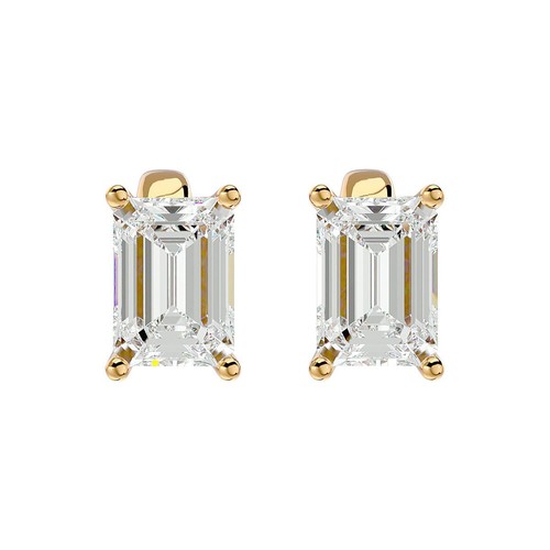 1 1/2 Carat Emerald Shape Moissanite Stud Earrings Available In Gold & Platinum - 第 12/28 張圖片