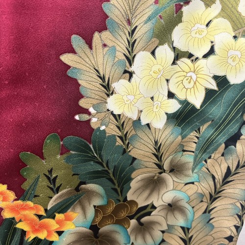 Kimono giapponese Hou Mongi "vestiti da visita" SETA, peonia, piante, bellezza rosa vivo - Foto 14 di 24