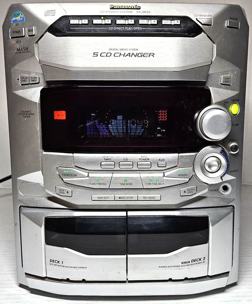 Panasonic SA-AK24 CD Stereo system 5-CD Changer Dual Tape
