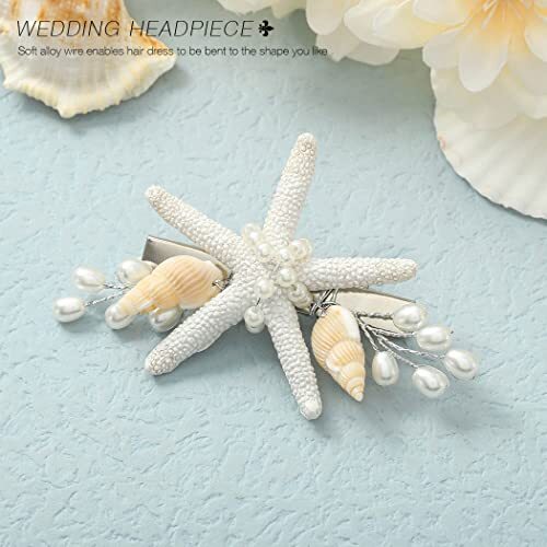Starfish Hair Clip Silver Seashell Hair Accessories Pearl Beach Wedding Hair ... - Picture 2 of 7