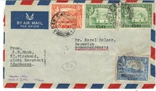 ADEN 1961 SIX ADEN CAMP CDs TYING 12 STAMPS OF KING GEORGE VI ISSUES TO CZECHOSL