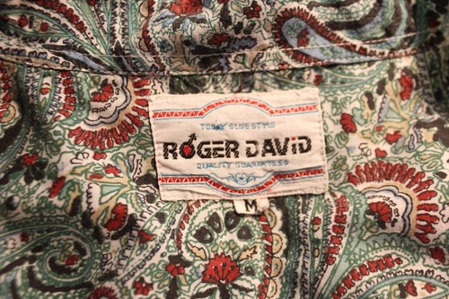 Vintage 1970's Size Mens M Green White Red Floral Paisley 60's Look Cotton Shirt - Picture 7 of 7