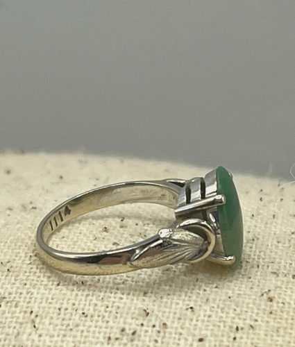 VINTAGE 14k GOLD TY LEE GREEN JADEITE JADE RING 5.75 CABOCHON TYL DESIGNER WOW - Picture 4 of 7