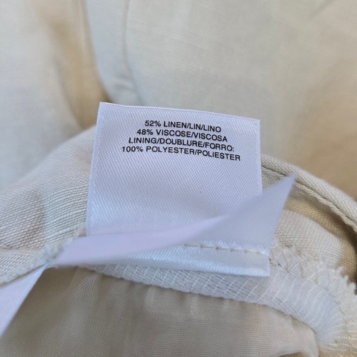 Kasper Women's Ivory Kate Classic Fit Linen Career Straight Leg Lined Pants 12 - Picture 6 of 10