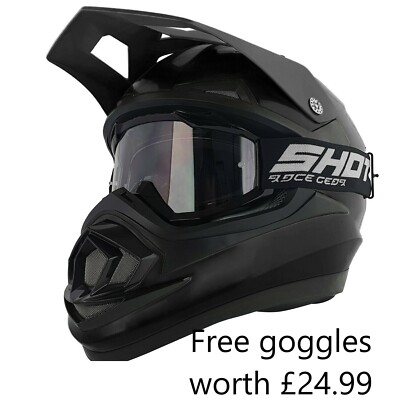 NEW MATT BLACK ADULT GSB MOTOCROSS ENDURO QUAD ATV HELMET PLUS FREE MATT GOGGLES NEW MATT BLACK ADULT GSB MOTOCROSS ENDURO QUAD ATV HELMET PLUS FREE MATT GOGGLES