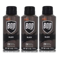 Bod Man Black Fragrance Body Spray for Men 4 oz Pack of 3