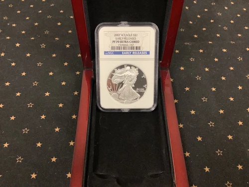 2007 W NGC PROOF PF70 ULTRA CAMEO EARLY RELEASES SILVER EAGLE $1 - w/ Cherry Box