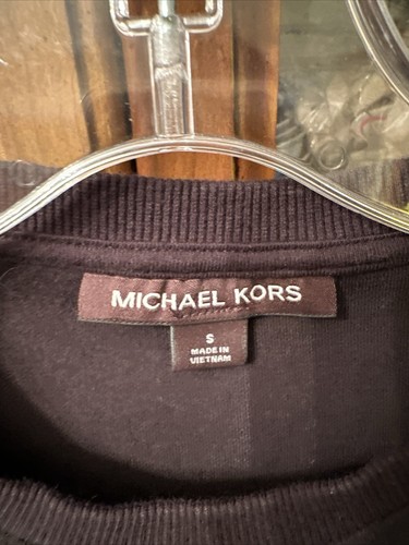 Michael Kors Unisex Embroidered Logo Cotton Crewneck Sweatshirt Black Small - Picture 2 of 6