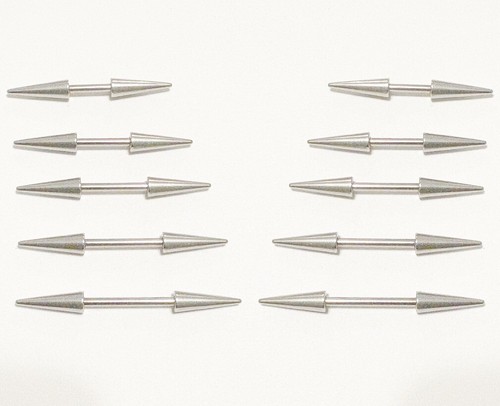 PAIR 1/2" Tapered Spikes Nipple Barbells. Surgical Steel 316L. 5 Lengths. - Picture 8 of 17