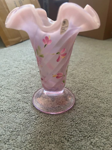 Shelley Fenton Pink Ruffled 100th Anniversary HP Vase Artist Signed