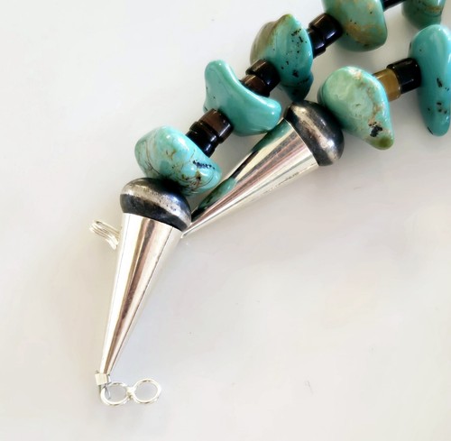 FINE Old Pawn Navajo Handstrung 27" Sterling Bead Royston Turquoise NECKLACE - Picture 4 of 9
