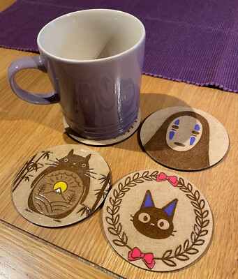 Japan Anime Getränke Untersetzer Set 4 Rund Lackiert mit Gummifüßen