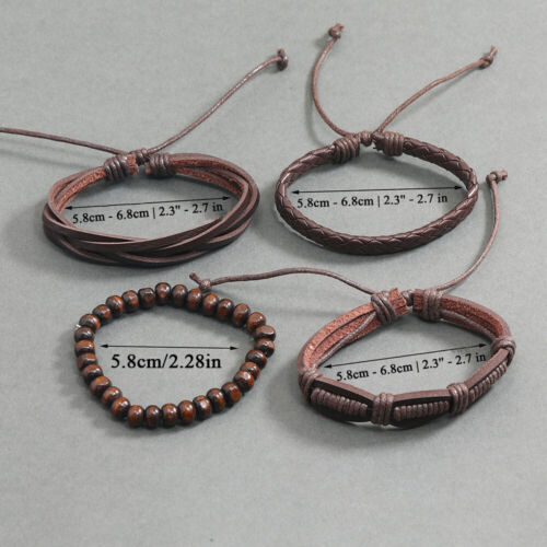 4Pcs Mode Männer Punk Handgefertigte Lederarmband Geflochtene Armband % - Bild 3 von 7