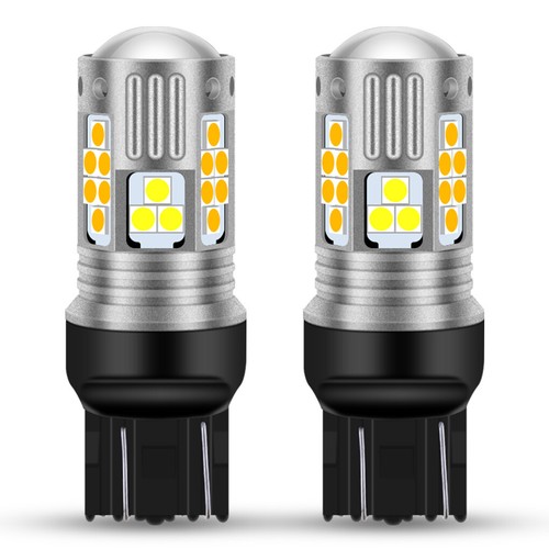 2 luces de estacionamiento DRL de doble color con señal de giro 7443 7444 LED blanco ámbar - Imagen 7 de 7