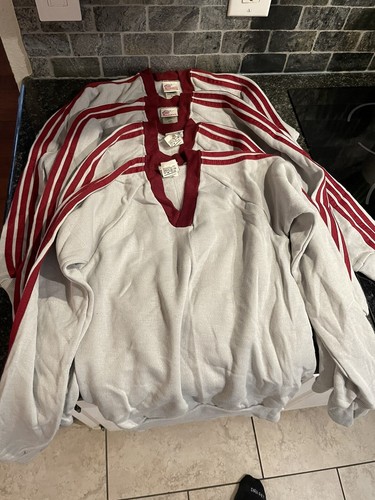 Lot Of 4 Vintage Bassett Walker Youth Small Size 8 Sweatshirt Gray W/ Stripes - Picture 2 of 11