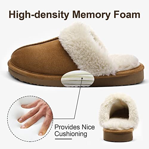 Women's Fuzzy Memory Foam Slippers Fluffy Winter House Shoes 8-8.5 Chestnut - Bild 5 von 7