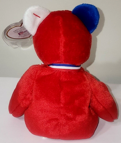 Ty Beanie Baby AMERICA Red Bear Internet Excl. NUEVO JUGUETE DE PELUCHE MWMT - Imagen 5 de 9